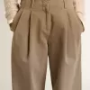 Pantaloni da donna in cotone color cachi Pantaloni da donna in cotone color cachi