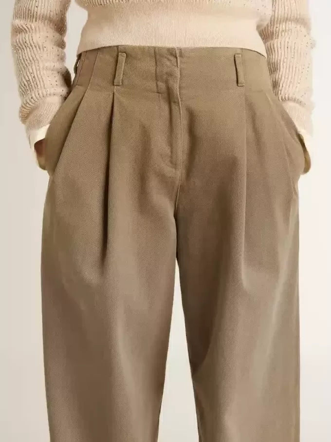 Pantaloni da donna in cotone color cachi Pantaloni da donna in cotone color cachi
