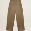 Pantaloni da donna in cotone color cachi Pantaloni da donna in cotone color cachi