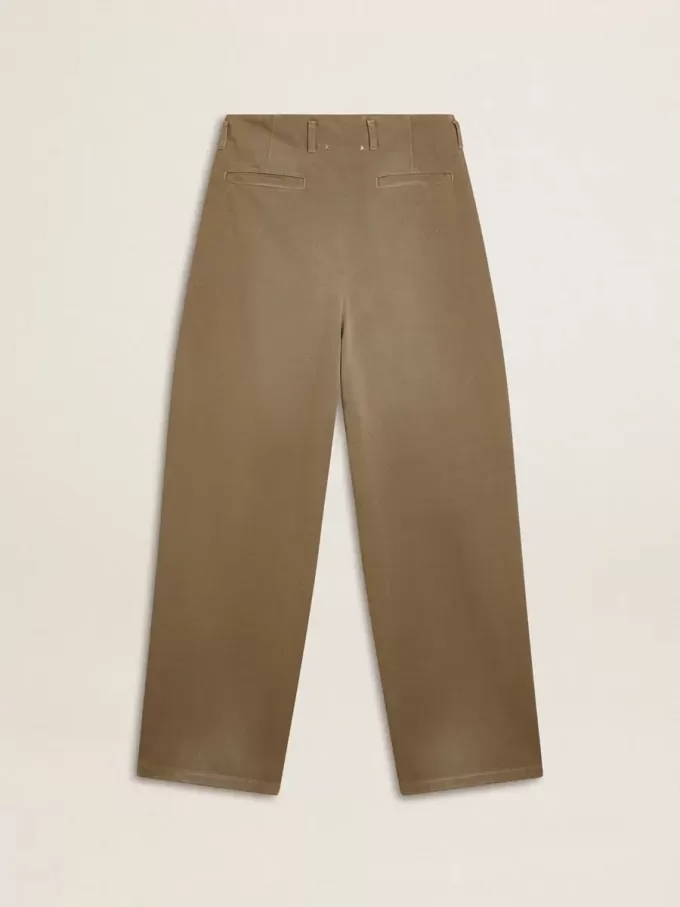Pantaloni da donna in cotone color cachi Pantaloni da donna in cotone color cachi