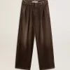 Pantaloni da donna in cotone con lavaggio medio Pantaloni da donna in cotone con lavaggio medio