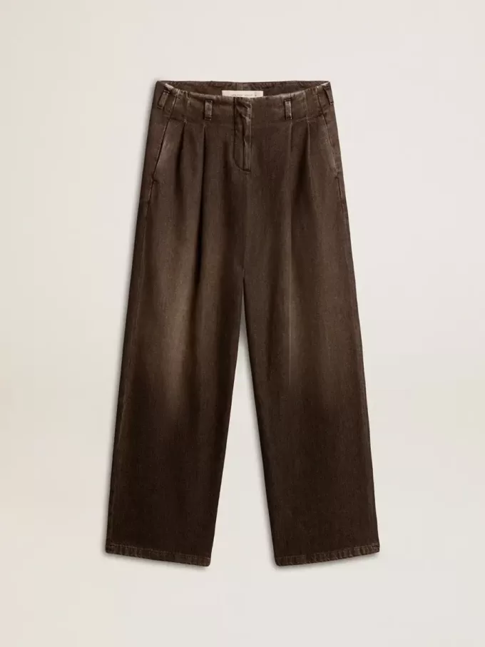 Pantaloni da donna in cotone con lavaggio medio Pantaloni da donna in cotone con lavaggio medio