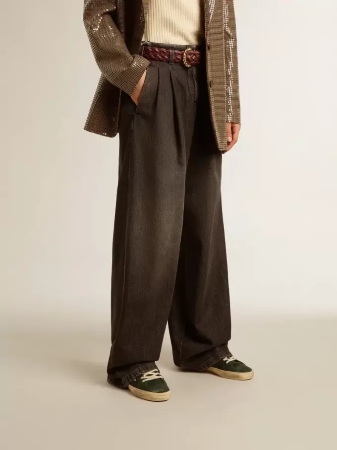 Pantaloni da donna in cotone con lavaggio medio Pantaloni da donna in cotone con lavaggio medio