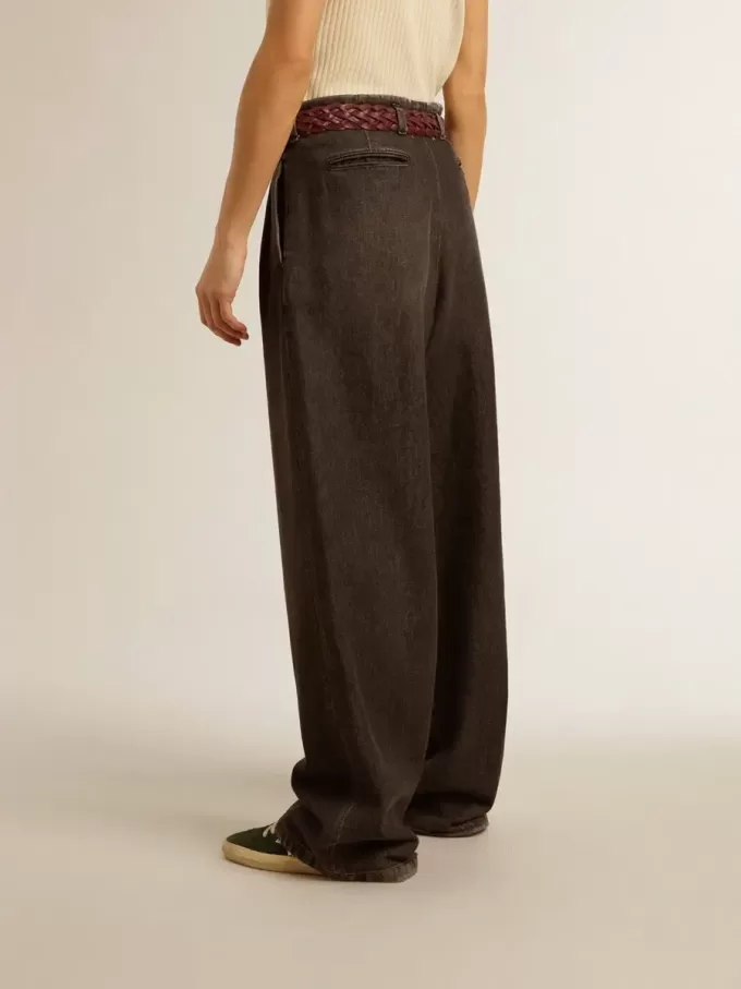 Pantaloni da donna in cotone con lavaggio medio Pantaloni da donna in cotone con lavaggio medio