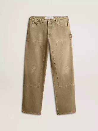 Pantaloni da donna in cotone effetto consumato