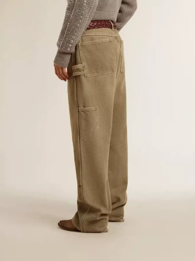 Pantaloni da donna in cotone effetto consumato Pantaloni da donna in cotone effetto consumato