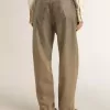 Pantaloni da donna in cotone kaki con effetto Swarovski sfumato Pantaloni da donna in cotone kaki con effetto Swarovski sfumato
