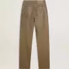 Pantaloni da donna in cotone kaki con effetto Swarovski sfumato Pantaloni da donna in cotone kaki con effetto Swarovski sfumato