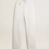 Pantaloni da donna in denim di cotone bianco ottico Pantaloni da donna in denim di cotone bianco ottico
