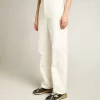 Pantaloni da donna in denim di cotone bianco ottico Pantaloni da donna in denim di cotone bianco ottico