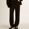 Pantaloni da donna in denim di cotone con decorazioni in cristallo e pietre