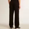 Pantaloni da donna in denim di cotone con decorazioni in cristallo e pietre