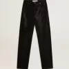 Pantaloni da donna in denim di cotone con decorazioni in cristallo effetto sfumato Pantaloni da donna in denim di cotone con decorazioni in cristallo effetto sfumato
