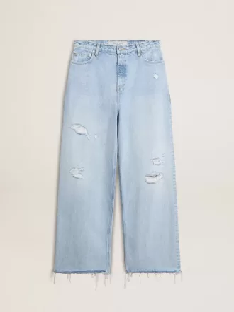 Pantaloni da donna in denim effetto vissuto