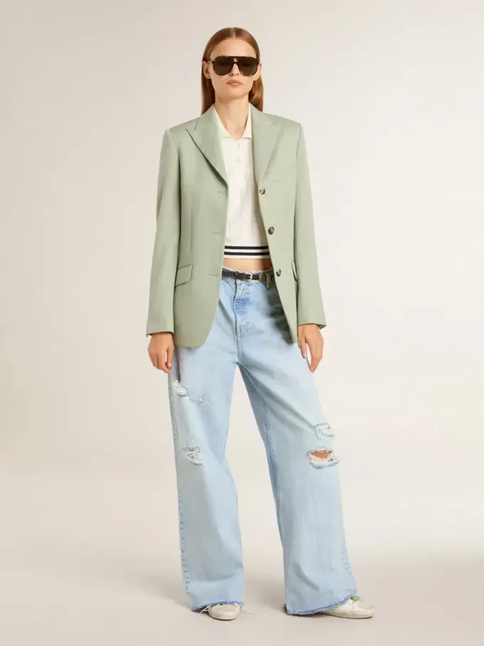 Pantaloni da donna in denim effetto vissuto Pantaloni da donna in denim effetto vissuto