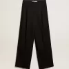 Pantaloni da donna in gabardine di lana neri Pantaloni da donna in gabardine di lana neri