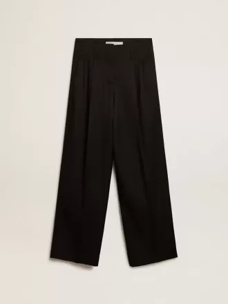 Pantaloni da donna in gabardine di lana neri