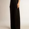 Pantaloni da donna in gabardine di lana neri Pantaloni da donna in gabardine di lana neri