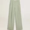 Pantaloni da donna in lana verde salvia Pantaloni da donna in lana verde salvia