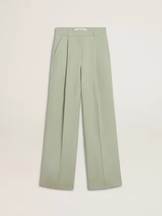 Pantaloni da donna in lana verde salvia