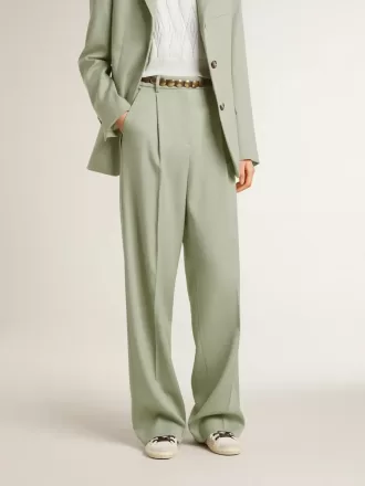 Pantaloni da donna in lana verde salvia