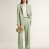Pantaloni da donna in lana verde salvia Pantaloni da donna in lana verde salvia