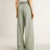 Pantaloni da donna in lana verde salvia Pantaloni da donna in lana verde salvia