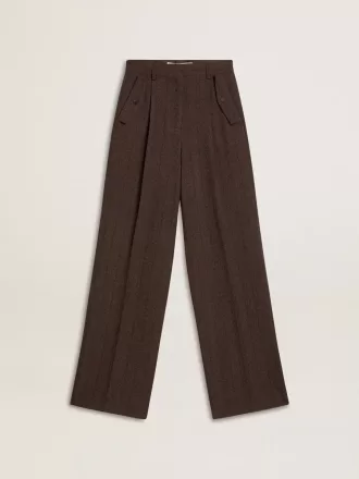 Pantaloni da donna in lana vergine marroni