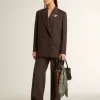 Pantaloni da donna in lana vergine marroni Pantaloni da donna in lana vergine marroni