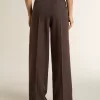 Pantaloni da donna in lana vergine marroni Pantaloni da donna in lana vergine marroni