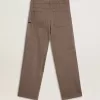 Pantaloni da donna in misto lana con micro chevron marrone chiaro Pantaloni da donna in misto lana con micro chevron marrone chiaro