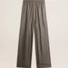 Pantaloni da donna in misto viscosa e seta verde con motivo floreale Pantaloni da donna in misto viscosa e seta verde con motivo floreale