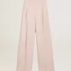 Pantaloni da donna in tessuto di lana rosa sartoriale