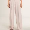 Pantaloni da donna in tessuto di lana rosa sartoriale