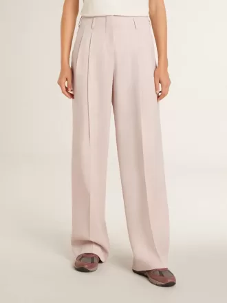 Pantaloni da donna in tessuto di lana rosa sartoriale
