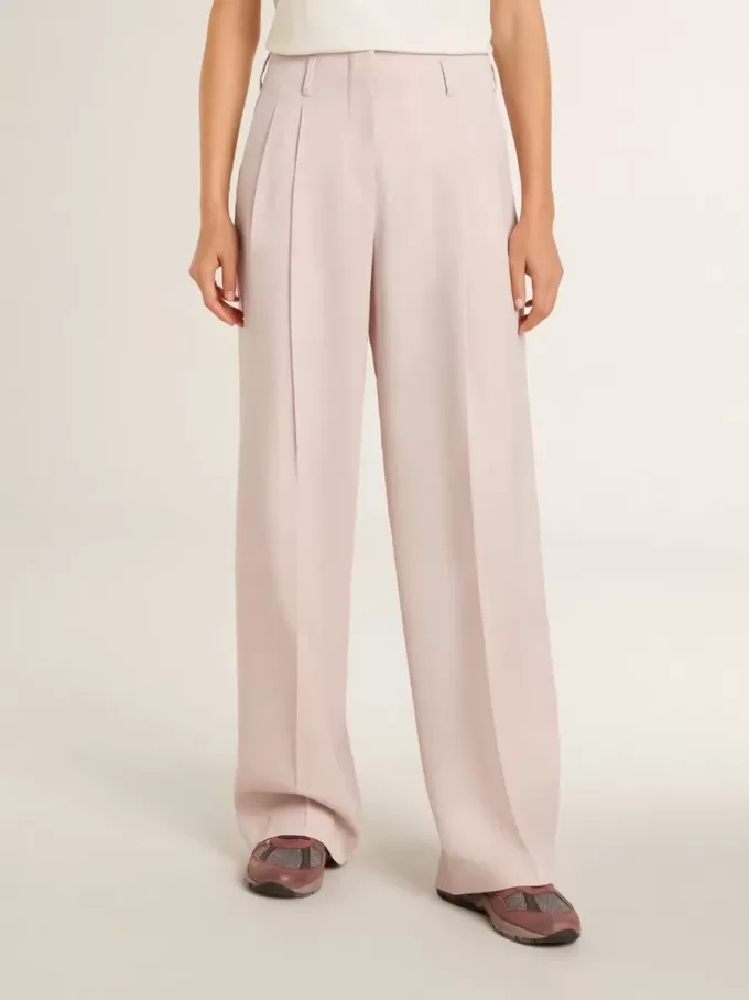 Pantaloni da donna in tessuto di lana rosa sartoriale