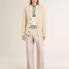 Pantaloni da donna in tessuto di lana rosa sartoriale