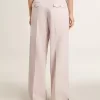 Pantaloni da donna in tessuto di lana rosa sartoriale
