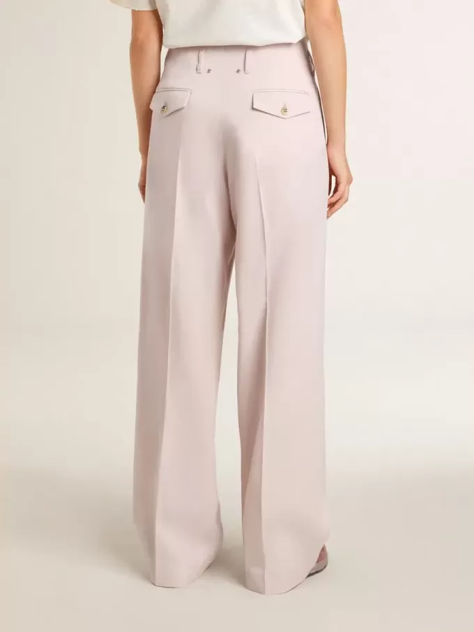 Pantaloni da donna in tessuto di lana rosa sartoriale