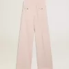 Pantaloni da donna in tessuto di lana rosa sartoriale