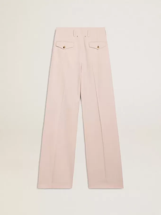 Pantaloni da donna in tessuto di lana rosa sartoriale
