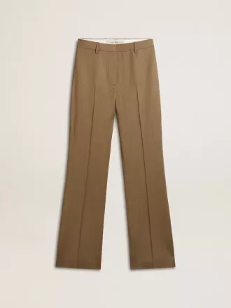 Pantaloni da donna in tessuto di lana sartoriale grigio tortora