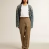Pantaloni da donna in tessuto di lana sartoriale grigio tortora