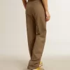 Pantaloni da donna in tessuto di lana sartoriale grigio tortora