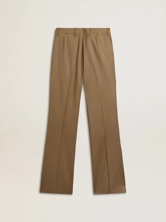 Pantaloni da donna in tessuto di lana sartoriale grigio tortora