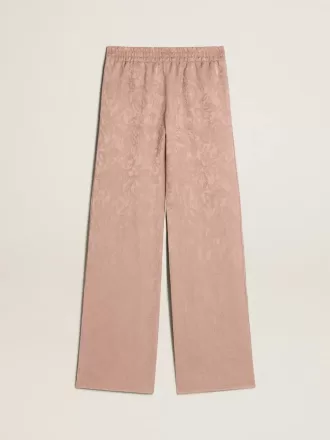 Pantaloni da donna in viscosa rosa con motivo floreale Pantaloni da donna in viscosa rosa con motivo floreale