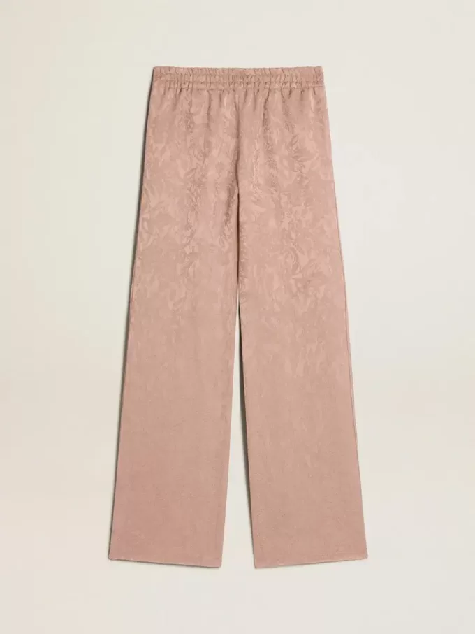 Pantaloni da donna in viscosa rosa con motivo floreale Pantaloni da donna in viscosa rosa con motivo floreale