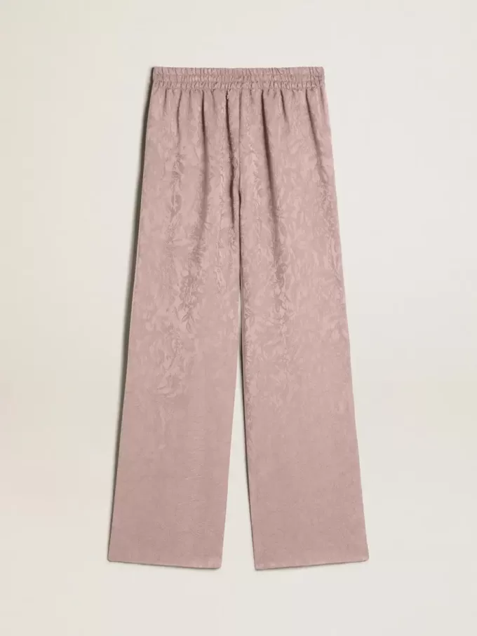 Pantaloni da donna in viscosa rosa con motivo floreale Pantaloni da donna in viscosa rosa con motivo floreale