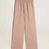 Pantaloni da donna in viscosa rosa con motivo floreale Pantaloni da donna in viscosa rosa con motivo floreale