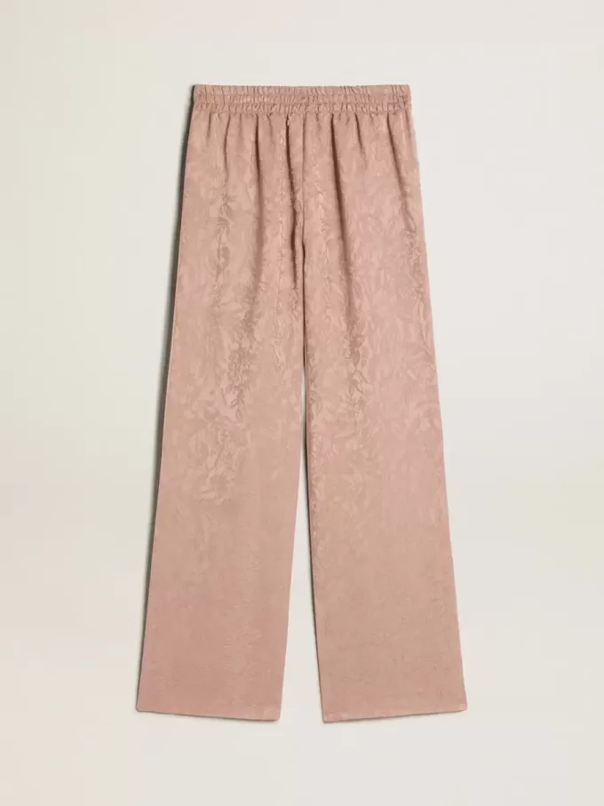 Pantaloni da donna in viscosa rosa con motivo floreale Pantaloni da donna in viscosa rosa con motivo floreale